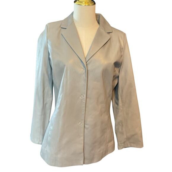 Kenneth Cole Women’s Gray Leather Blazer. Size Small. - Picture 3 of 9